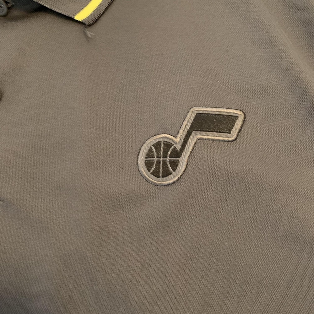 Utah Jazz Shirt Mens 2XL Gray NBA Basketball Dri Fit Polo Short Sleeve Nike - Picture 2 of 9